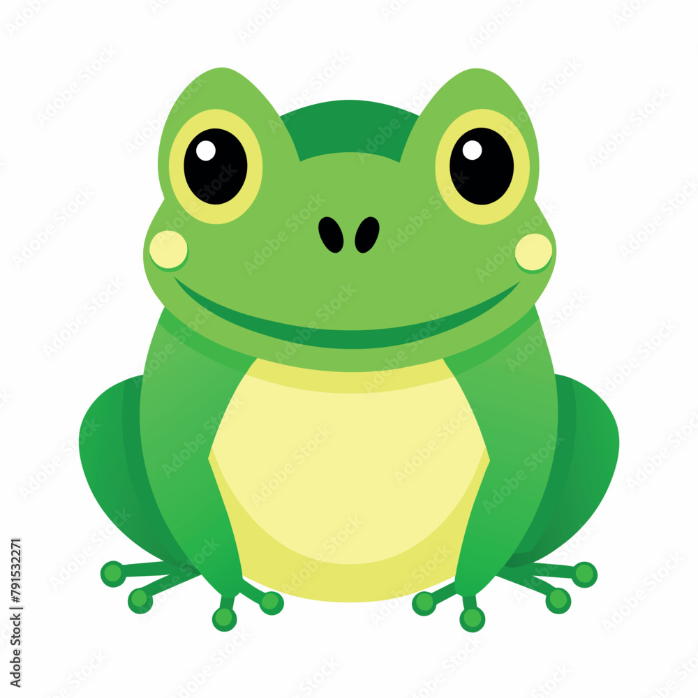 Frog flat vector illustration, a frog vector art illustration white background Frog flat vector illustration, a frog vector art illustration white background