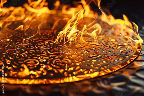 A close-up shot of a realistic fire icon  highlighting the intricate patterns and mesmerizing glow of the flames  creating a captivating visual experience on a clean background.
