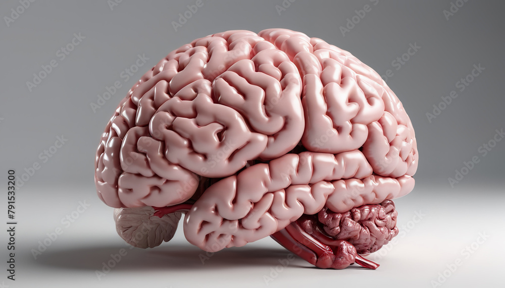 Realistic close-up image of the human brain, showing neurons and nerve processes, cells in a vein, world Brain Day Realistic close-up image of the human brain, showing neurons and nerve processes, cells in a vein, world Brain Day