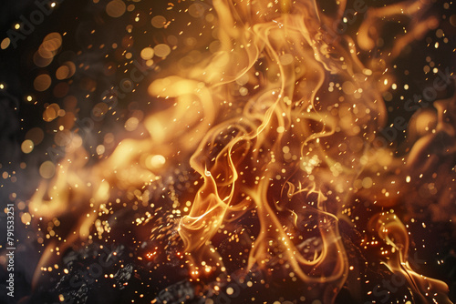 A close-up shot of a realistic fire icon, highlighting the intricate patterns and mesmerizing glow of the flames, creating a captivating visual experience on a clean background. © Haider