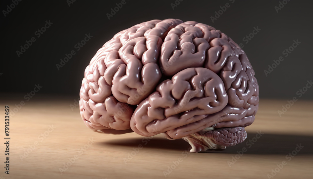 Realistic close-up image of the human brain, showing neurons and nerve processes, cells in a vein, world Brain Day Realistic close-up image of the human brain, showing neurons and nerve processes, cells in a vein, world Brain Day