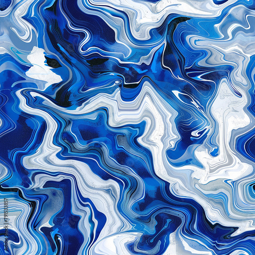 The image is a blue and white swirl pattern that appears to be a painting