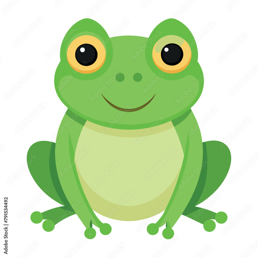 Frog flat vector illustration, a frog vector art illustration white background Frog flat vector illustration, a frog vector art illustration white background