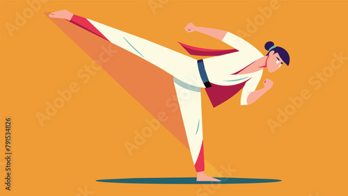 The height and flexibility achieved in a high ax kick showcases the acrobatic and breathtaking nature of Taekwondo kicking techniques.