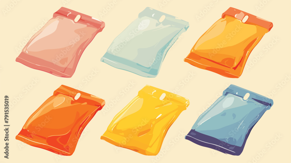 Empty Transparent Plastic Pocket Bags. Blank vacuum
