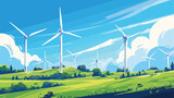 Energy horizontal concept backgrounds with wind tur