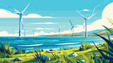 Energy horizontal concept backgrounds with wind tur