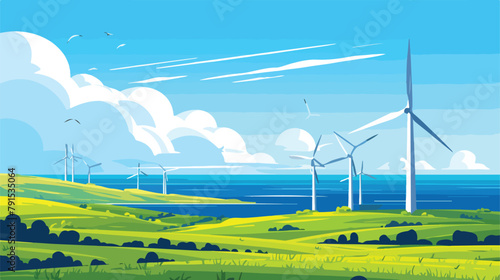 Energy horizontal concept backgrounds with wind tur photo