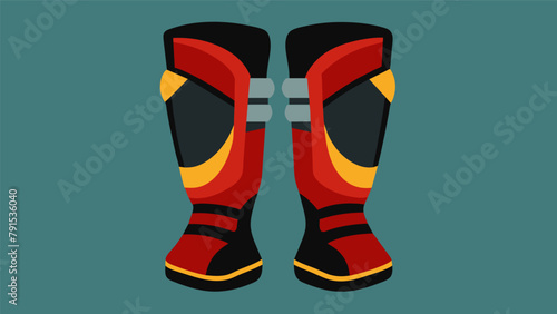 Thick and durable shin guards designed to prevent serious injuries during intense kicking in Muay Thai.