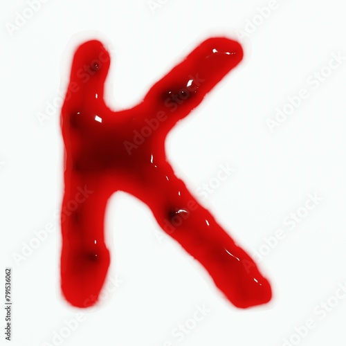 3d render of isolated blood or red wine alphabet letters top view.