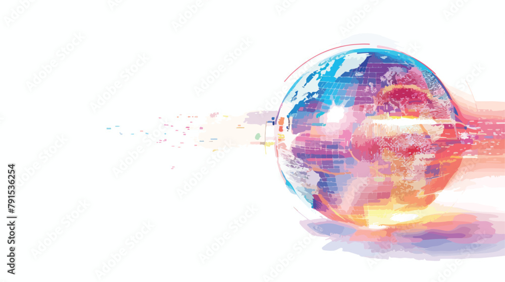 Raster linear globe with blur effect vector illustration