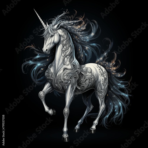 Illustration of a Unicorn on a Black Background