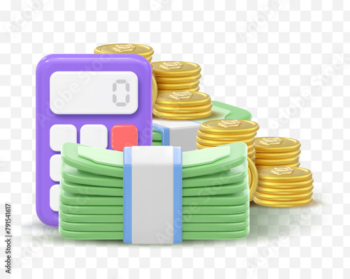 3d icon calculator. Concept of financial management