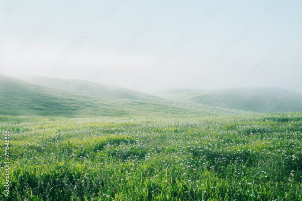 The ethereal beauty of a misty morning in a peaceful meadow, with soft fog blanketing the grassy landscape. The ethereal beauty of a misty morning in a peaceful meadow, with soft fog blanketing the grassy landscape.