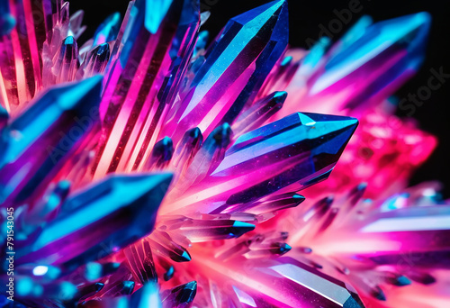 Beautiful bright lucent colorful crystals, close-up abstract background photo