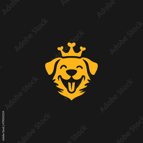 dog king orange color logo vector illustration template design