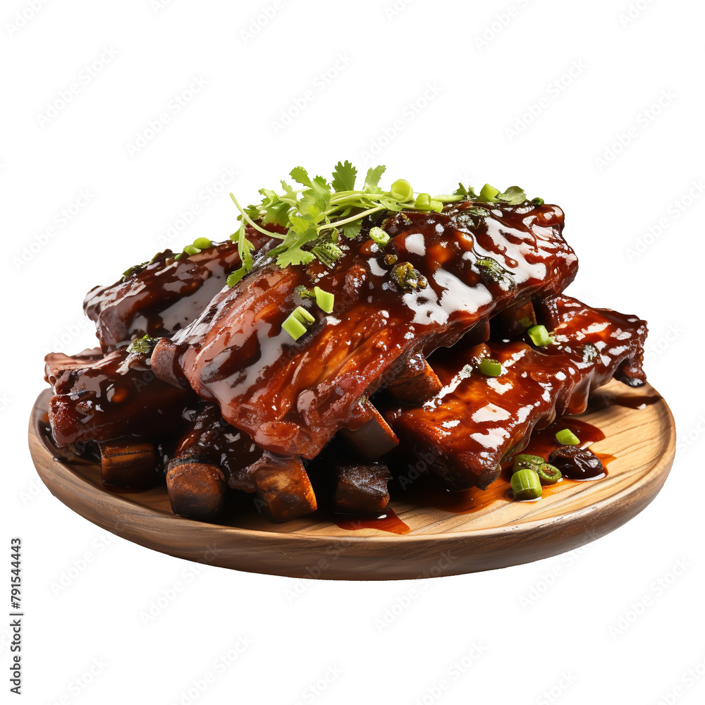 Delicious Steamed Spare Ribs with Black Bean Sauce Isolated On White Background Delicious Steamed Spare Ribs with Black Bean Sauce Isolated On White Background