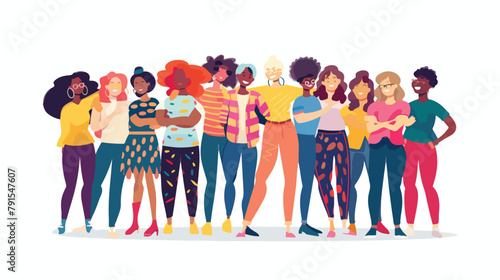 A group of diverse women. Vector cartoon illustration