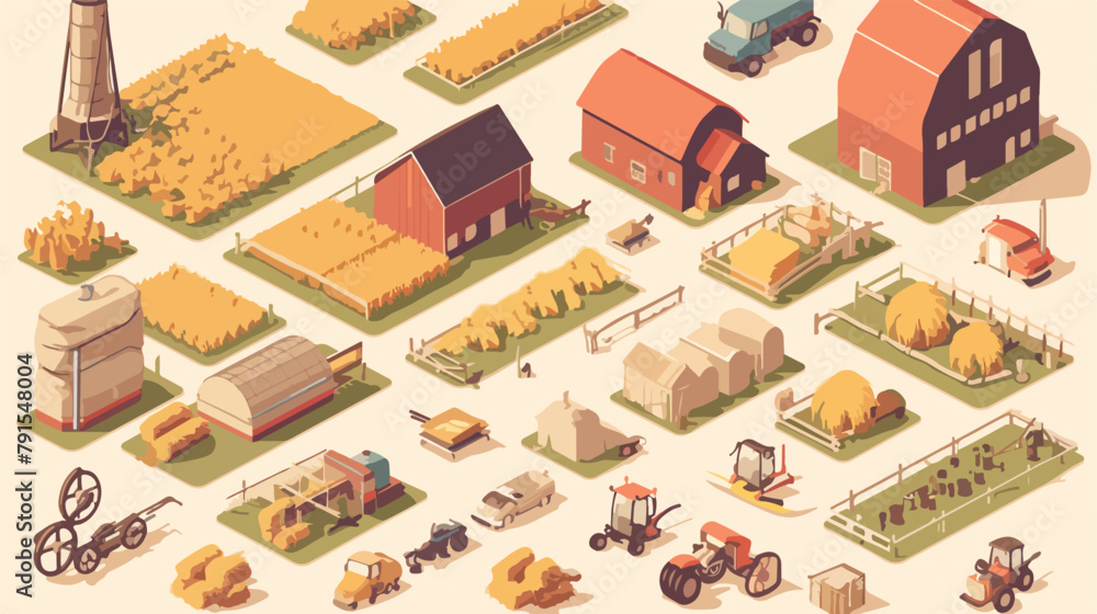 Farm Agriculture infographics set with technical eq