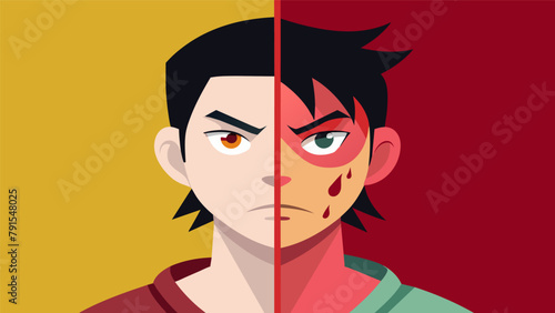 A before and after illustration of a persons face displaying the visible effects of a knockout blow.