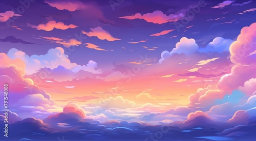 Dreamy cloudscape with cotton candy hues at sunset