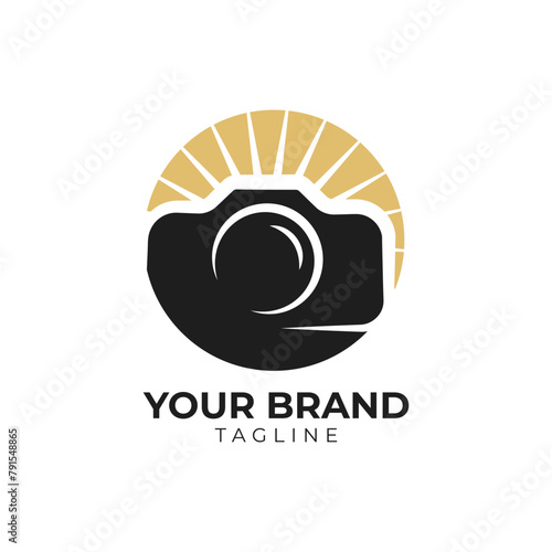 Camera with sun logo template