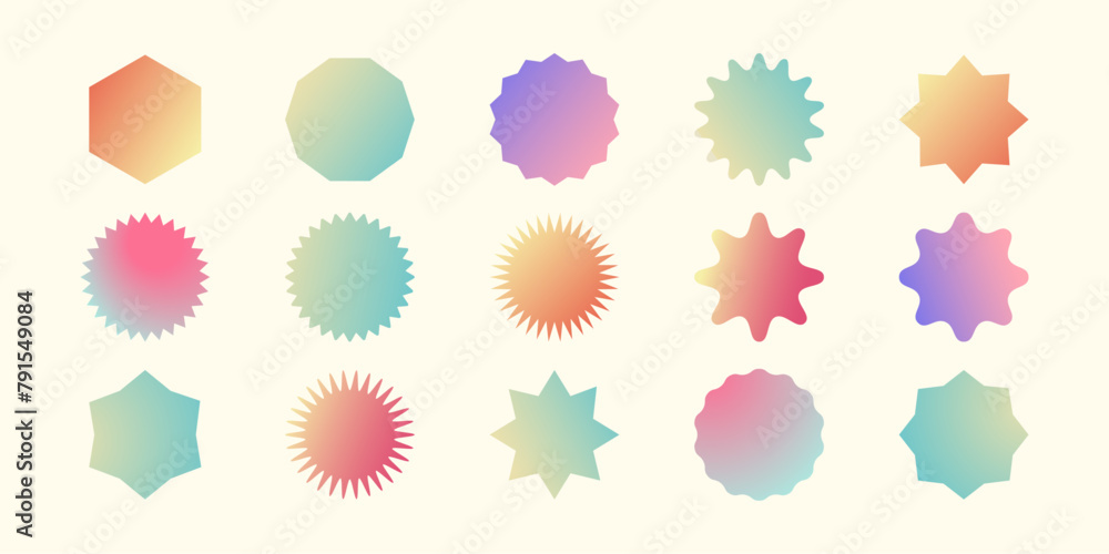 Retro gradient shapes on the white background. Geometric elements Retro gradient shapes on the white background. Geometric elements