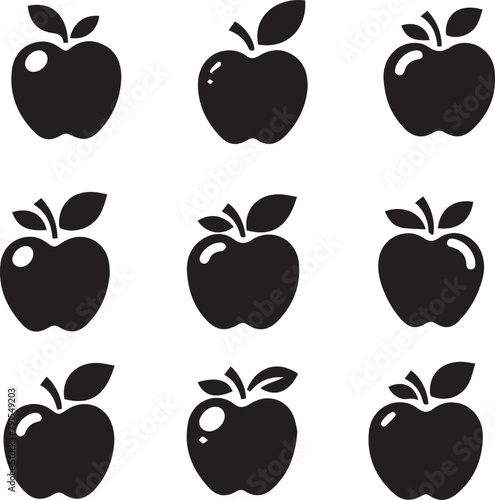 set of silhouette apples vector isolated on the white artboard photo