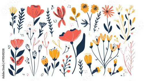 Abstract floral elements vector illustration Hand 