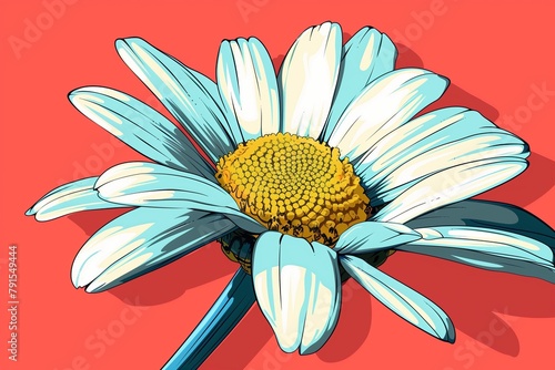 a daisy with bold, flat colors and thick outlines.