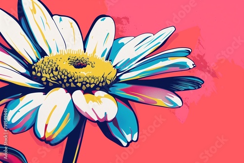 a daisy with bold, flat colors and thick outlines.