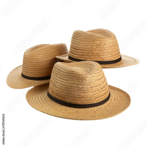 Beautiful Straw Hats Isolated On White Backgorund