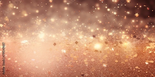 Peach glitter texture background with dark shadows, glowing stars, and subtle sparkles with copy space for photo text or product, blank empty copyspace © Lenhard