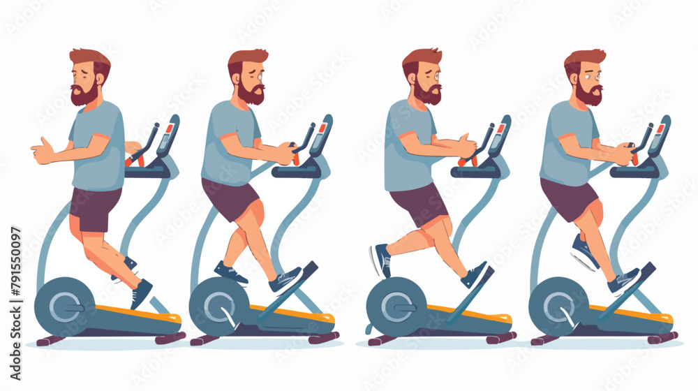 Bearded man dressed in sports clothes doing fitness t