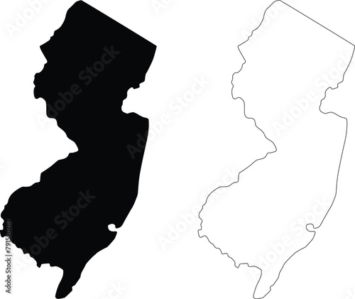 New Jersey state contour silhouette outline