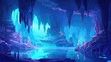 Serene underwater cave with enchanting bioluminescence