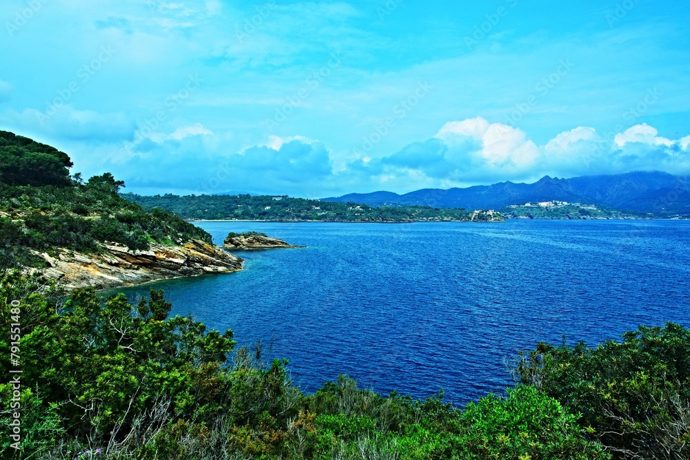 Italy-view on the seacoast and town Porto Azzurro on the island of Elba