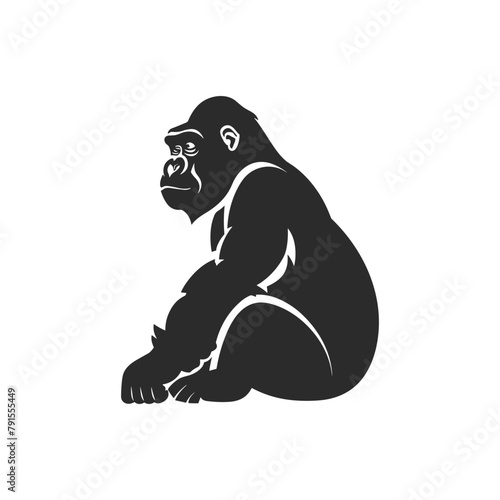 Vector gorilla silhouette isolated on a white background  Vector Animal Template for Logo Company, Icon, Symbol etc
