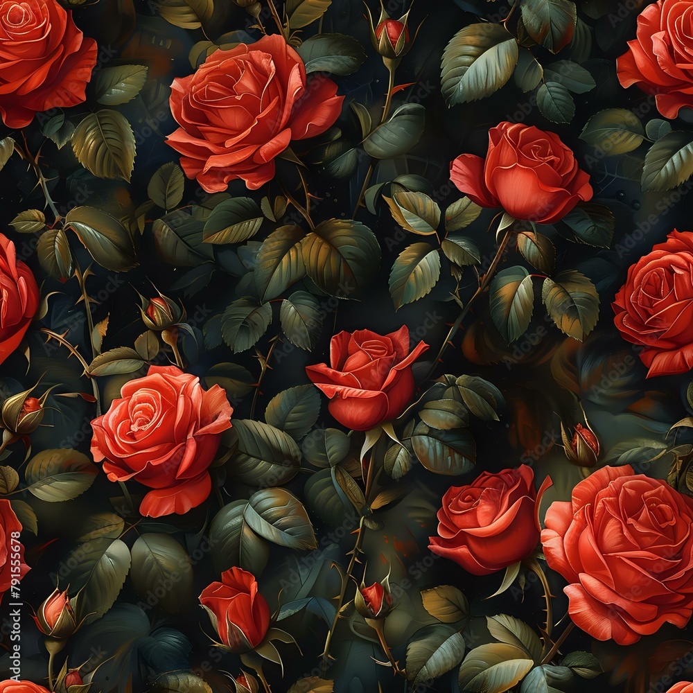 Meticulously Crafted Red Rose Pattern for Artistic Souls