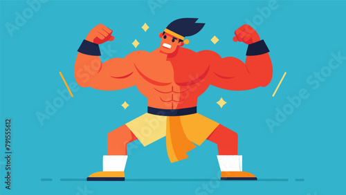 Despite their muscles tensing with anticipation a kickboxer focuses on maintaining a calm and collected mindset.