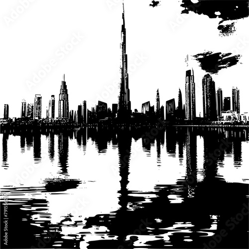 Dreamy Picture of Dubai in Black and White, Ethereal Beauty photo