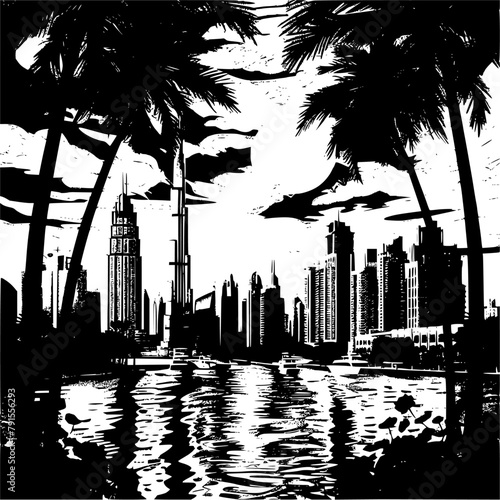 Poster Illustration of Dubai, Capturing the Essence
