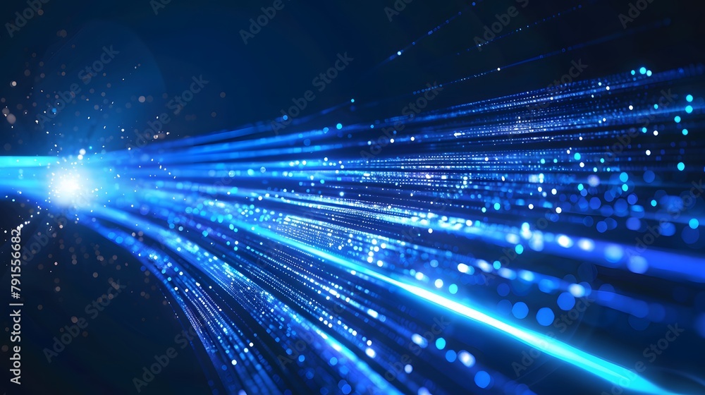 Fototapeta premium Blue light streak, fiber optic, speed line, futuristic background for 5g or 6g technology wireless data transmission, high-speed internet in abstract. internet network concept. vector design.