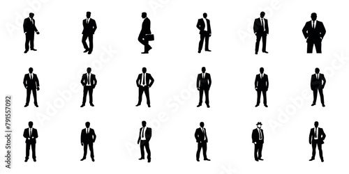 set of Business people black silhouette man and woman
