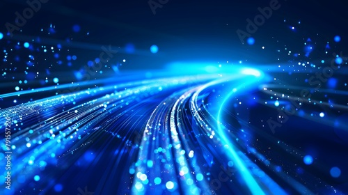 Blue light streak, fiber optic, speed line, futuristic background for 5g or 6g technology wireless data transmission, high-speed internet in abstract. internet network concept. vector design.