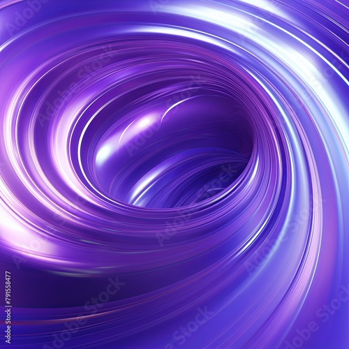 Purple abstract background with spiral. Background of futuristic swirls in the style of holographic. Shiny, glossy 3D rendering. Hologram with copy space