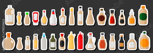 Illustration theme big kit varied glass bottles filled liquid sauce sesame
