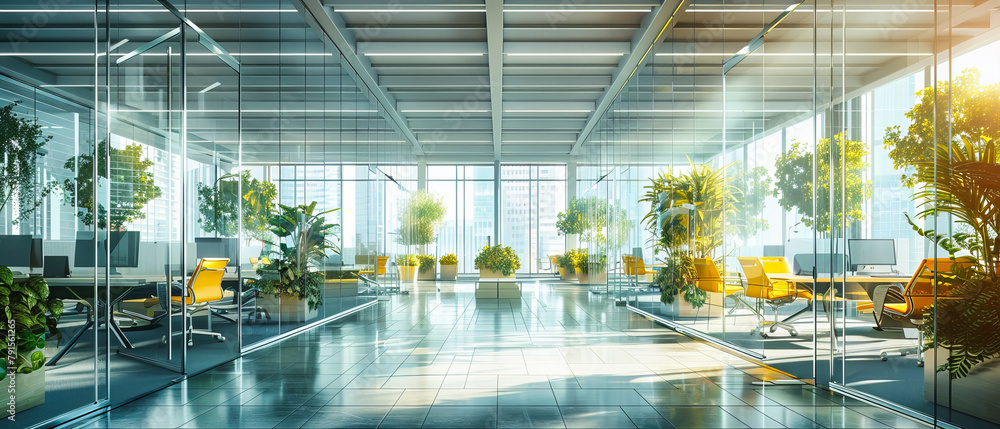 Modern Lobby in a Corporate Building, Bright and Airy with Sleek Design and Contemporary Furniture Modern Lobby in a Corporate Building, Bright and Airy with Sleek Design and Contemporary Furniture