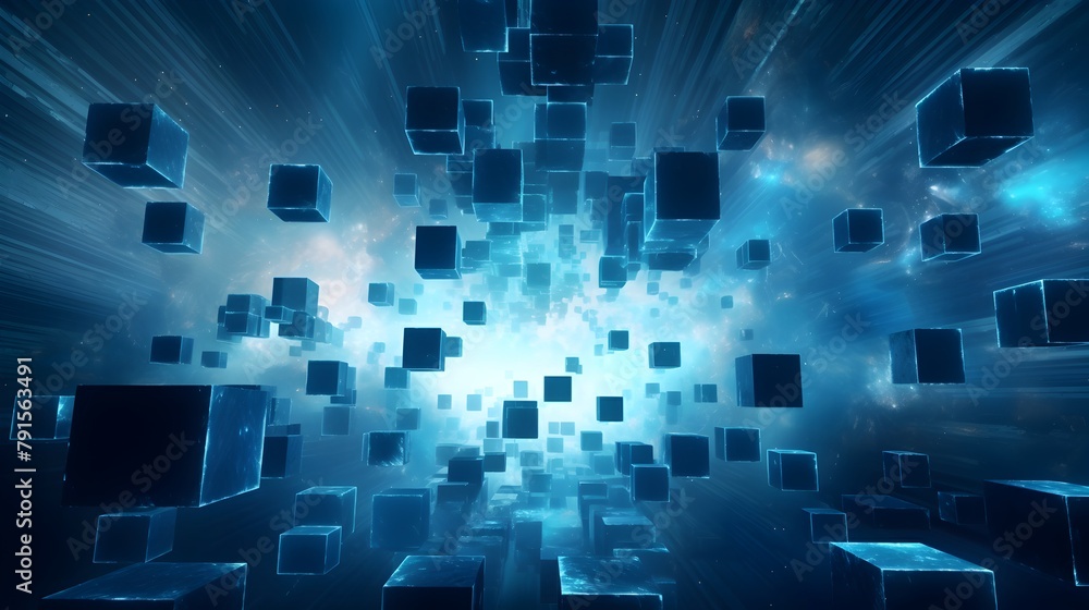 Enter the realm of digital art with mesmerizing abstract blue cubes ...