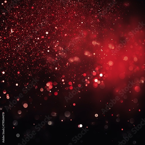 Red glitter texture background with dark shadows, glowing stars, and subtle sparkles with copy space for photo text or product, blank empty copyspace
